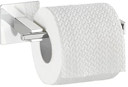 WENKO Turbo-Loc portarrollos sin tapa Quadro - Fijación sin taladrar, Acero inoxidable, 16.5 x 6.5 x 7 cm, Cromo