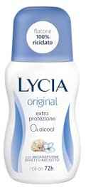 Lycia, Original Deodorante Roll On con Antibatterico e Microspugne Effetto Asciutto per una Sensazione di Freschezza Durevole, Efficace fino a 48H, Senza Alcool, 50 ml