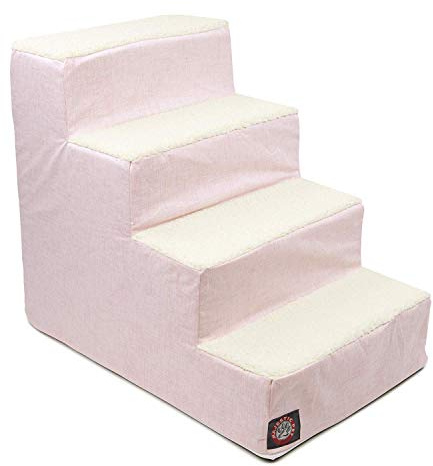 Majestic Pet 4 Step Portable Dog Stairs for Small Dogs to get on Bed Supports 250 lbs or Less – Dog Steps for High Bed with Machine Washable Cover –Pet Stairs for Cats Jackson Heathered Soft Blush