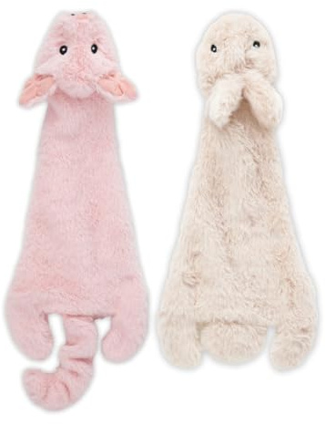 2-in-1 Quietschendes Hundespielzeug mit weichem, strapazierfähigem Stoff für kleine, mittlere und große Haustiere by Best Pet Supplies - Keine Füllung für das Spielen im Haus, Hase, Schwein, size M