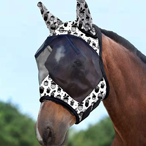Harrison Howard CareMaster Masque Anti-Mouches Standard avec Oreilles Protection UV pour cônes de pin pour Chevaux (M)