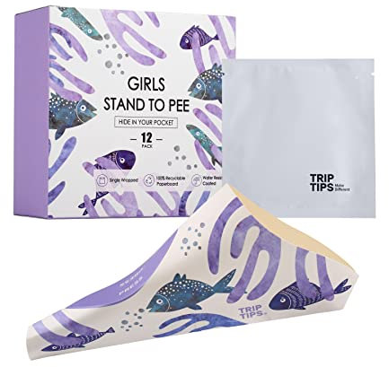 TRIPTIPS Female Urinal Disposable Female Urination Device Urinal for Women Foldable Pee Funnel for Women Waterproof Paper Stand and Pee Cup for Public Toilets, Traveling (Pack of 12)
