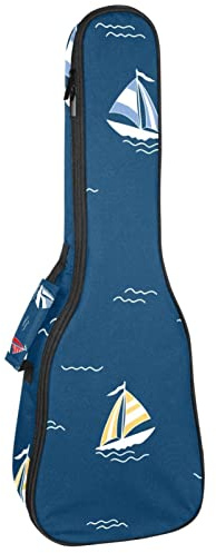 Konzert-Ukulelen-Rucksack, robuster Ukulele-Koffer mit Stauraum, Sopran-Konzert-, Tenor-Ukulele, 10 mm, gepolsterte Tasche, schwarze Schafelch-Stickerei-Designs