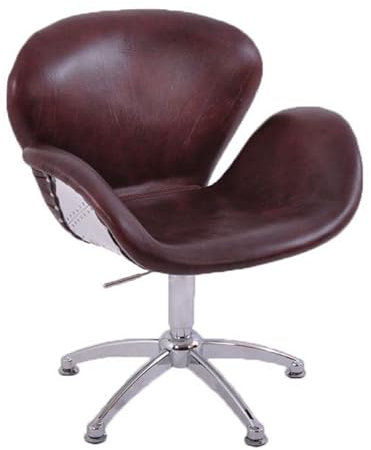 Drehsessel Dalton Vintage Cigar Leder, Aluminium Echtleder Sessel