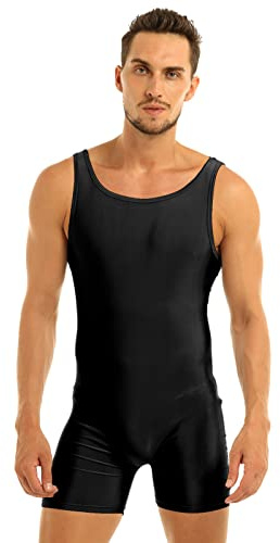 Nyeemya Mono de Una Pieza Hombres Ajustado Body Sin Mangas Deportivos Fitness Maillot Gimnasia Ritmica Leotardo Camiseta Verano Bodysuit Ropa Interior Pijama