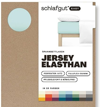 Schlafgut Easy Jersey Elasthan Spannbettlaken 90x190 bis 100x220 Petrol Light, Spannbetttuch aus superweicher Baumwolle mit Elasthan