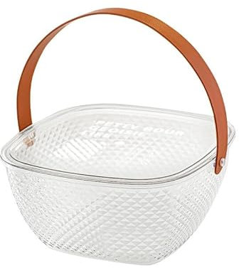 URFEDA Assiette de fruits Transparent Panier alimentaire avec Couvercle et Poignée, Corbeille à Fruits, Bol à Fruits, Bol à Salade, Panier de Pique-nique Pour l'extérieur, Boîte de Rangement Cuisine