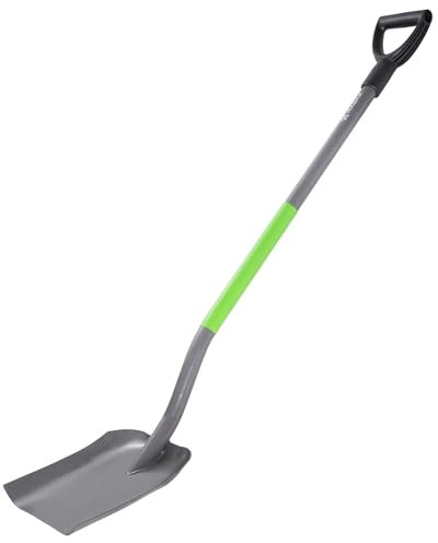 KADAX Sandschaufel für BAU-und Gartenarbeiten, Robuster Gartenspaten, Gartenschaufel, Gartenwerkzeug, Bauschaufel mit D-Griff und Stahlstiel, Spatenschaufel (Grün-Grau)