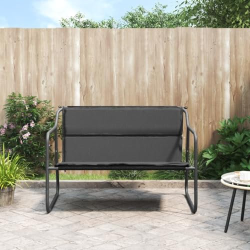 ZEYUAN 2-Sitzer Gartenbank mit Kissen Anthrazit Stahl Terrassenmöbel, Wetterfeste Bank, Outdoor Bank, Parkbank, Garten Banken, Deko Bank, Gartenmöbel - 364106