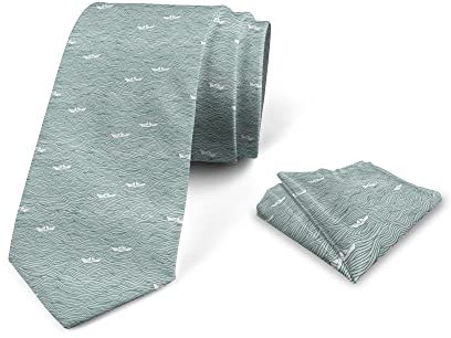 Wpamlrta Juego de corbata verde lima para hombre, pañuelo para novio, fiestas, bodas y todas las ocasiones, Verde salvia, blanco, Taille unique
