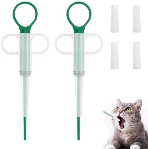 2 Pieces Pet Pill Dispenser for Small Cats Dogs, Pill Gun Dispenser Shooter Soft Tip Tablet Syringe Pusher Animal Medicine Feeder Reusable Cat Pill Dispenser for Feeding Accessories (Green)