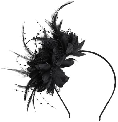 SSKHE Fascinator mit Perlen und Federn, Haarreif, Fascinator für Damen, Haarteil für Hochzeiten, Rennen, Aufstieg, Taufe