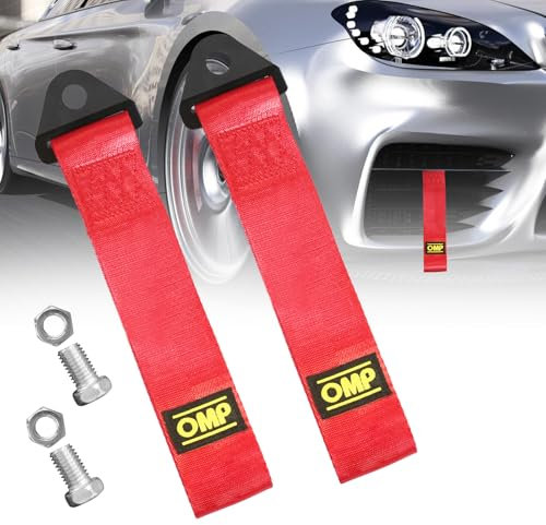 ZITUZY Pack of 2 High Strength Tow Rope, Universal Tow Rope for Racing Car, Nylon Trailer Tow Ropes, Red, 28 x 5 cm, 2.0 Tons