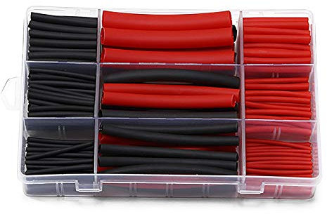 Kabelschutzschlauch,Cable Sleeve 270 STÜCKE 3: 1 Schrumpfverhältnis Dual Wandkleber Gefüttert Wärmeschrumpfschlauch Rohr 6 Größe 2 Farbe Kit Schwarz Rot