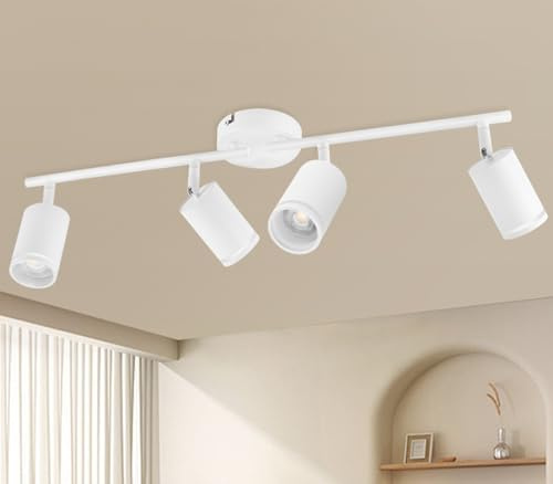 GeyouLux Deckenstrahler LED 4 Flammig LED Deckenleuchte Schwenkbar Weiß | GU10 Deckenlampe Strahler Deckenspot, Modern Spot Lampe Wandstrahler für Wohnzimmer Schlafzimmer Küche (Ohne Leuchtmittel)
