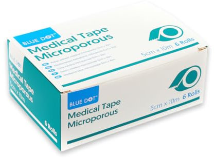Pack of 6 Microporous Surgical Tape, 5cm X 10m, First Aid Medical Tape, Strong, Breathable, Comfortable, Multipurpose Tape, HYPOALLERGIC Adhesive, Micropore Tape, Easy Tear (5cm X 10m 6 Rolls)