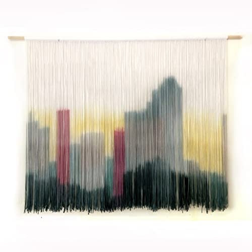 Tapisserie tissée à la main avec glands Grands rid Tapisserie tissée à la main de style nordique, pendentifs décoratifs créatifs teints en fil de coton, décoration de fond de mariage 140x110cm/55x43.3