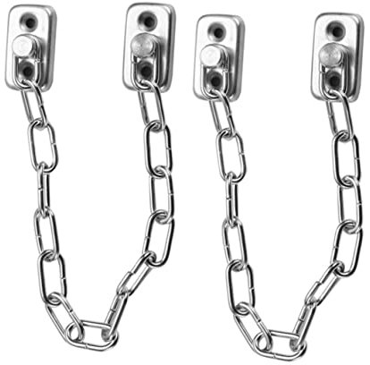 LIFKICH 2pcs Stainless Steel Window Chain Locks Safety Window Limiters Household Anti-Theft Security Locks