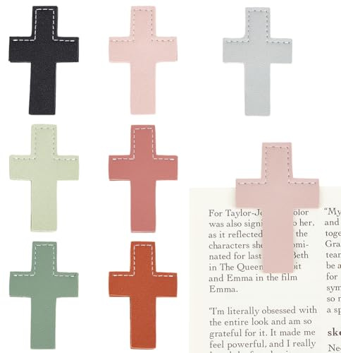 craspire Bibel Lesezeichen Aus Leder Mit Kreuz Christliche Lesezeichen Für Die Kirche Echtes Leder 7 Stück 7 Farben Lesezeichen Mit Bibelvers Weihnachts Und Geburtstagsgeschenke Für Frauen Die Bücher