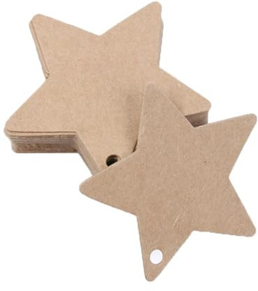 SMTCM 200 Stück Weihnachten Etiketten Stern Geschenkanhänger Kraftpapier Sterne zum Basteln Sternenanhänger Hochzeitanhänger Blanko Weihnachtsanhänger Flaschenetiketten Preisetiketten Namensschilder