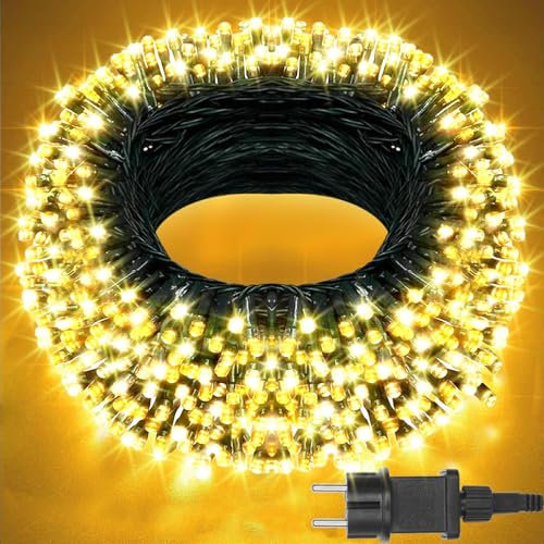 Withosent Luci Albero di Natale Bianco Caldo, 30M 300 LED Luci per Albero di Natale Interno, 8 Modalità Catena Luminosa Albero per Decorazioni Esterno Interno Festive Festa