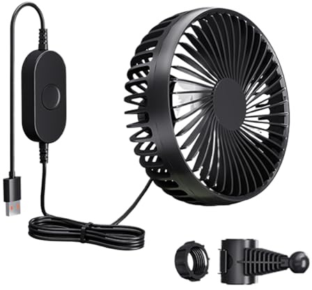 Ventilador USB para coche, ventilador de camión de 3 velocidades, ventilador silencioso y potente, circulación de aire ajustable para camión, camping, automóvil, hogar