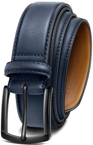 KEMISANT Ledergürtel Herren, Gürtel Herren 35mm(Navy Blau,120cm/40-42 taille verstellbar)