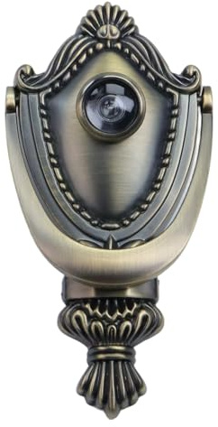LC LICTOP Vintage Haustürklopfer mit Guckloch, Zinklegierung mit klassischem gebürstetem Silber-Finish, robuster dekorativer Torklopfer, 15 x 7,6 cm, Bronze