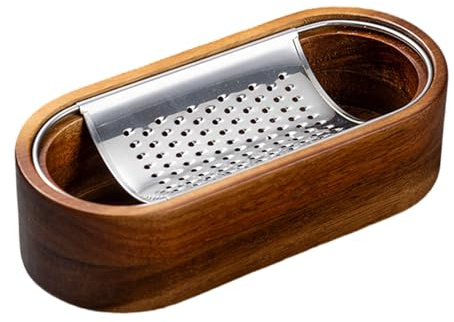 Râpe à fromage en acier inoxydable avec collecteur de bois d'acacias amovible pour cuisine à la maison, ustensiles de cuisine, râpe facile à nettoyer