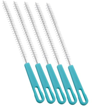 BIUDECO Cepillo de Cerdas para Limpiar Orificios de Raíz de Loto y Biberones, 5 Piezas, Diseño Agujero para Colgar, Nylon y Plástico Resistente