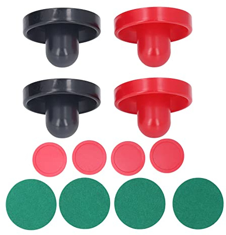 Hztyyier Heavy Duty 96 Mm Air Hockey Pusher Set med Gröna Kuddar för Intensiva Bordsspel, Inkluderar 4 Pushers, 4 Pads och Air Hockey Puckar (Typ C)
