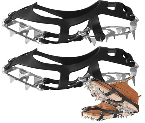 Edelstahl – Eisstocks für Stiefel, 18-zahnte rutschfeste universelle Schneenägel für Winterspaziergänge Wandern Klettern Angeln | Eisstocks passen Schuhe Stiefel für Garten im Freien Park