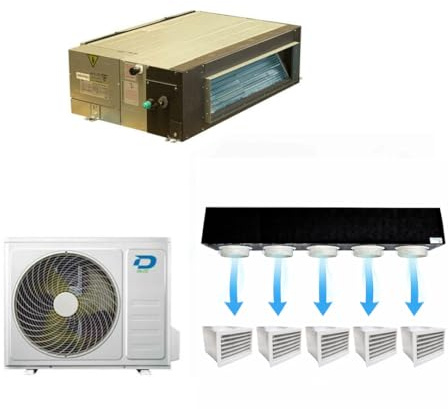 Diloc Over Condizionatore Canalizzato 24000 BTU Inverter R32 A++ con Kit Plenum 5 Vie – Climatizzatore in Pompa di Calore Mod. D.OVER24CAN