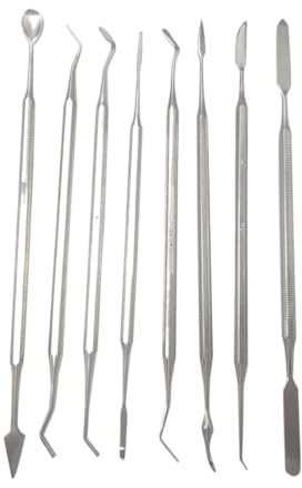 8 spatole dentali in acciaio inox per miscelare gesso, cemento, polvere, scultura, laboratorio, strumenti dentisti (colore 48)