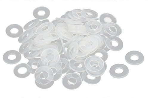 sourcing map 100St Unterlegscheiben Dichtung 11mm AD 5mm ID 1mm Dicke Weiß | Flache, Kunststoff