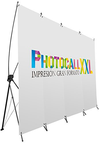 Photocall Flexible Personalizado 100% Talla XXL con Soporte X 335x180 | Expositor publicitario Fabricado en Lona Impresa a Todo Color 1 Cara con ollados.