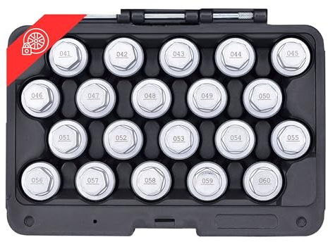 SW-Stahl 02384L Felgenschloss Demontage Set - 20-teilig für BMW Adapter | Ersatzschlüssel Satz zum Lösen von Radsicherungen, 1/2 Zoll Antrieb, 20 Adapter Größen 41-60 für Reifenmontage