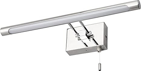 LITECRAFT Picture Bathroom LED Wall Light, Polished Chrome | Pull Cord Switch