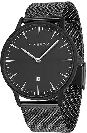FIREFOX Damenuhr Passion analog Quarz Edelstahl Milanaise Mesh Armband Zifferblatt schwarz 5 ATM wasserdicht FFPL02-002