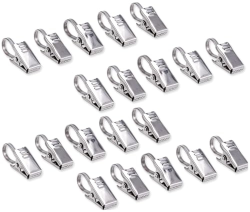 Molinter Seilklammern Gardinen Vorhang Clips Edelstahl Gardinenringe Klammern mit Haken für Seilspanngarnitur Seilspanner Seilspannsystem (50PCS)