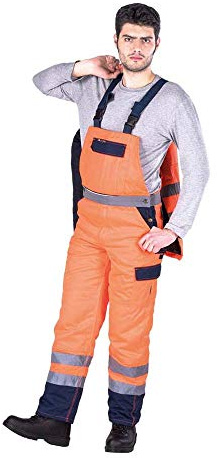 Leber&Hollman LH-BIBWINTER_XL Vister Gefütterte Schutzlatzhose, Orange-Dunkel Blau, XL Größe