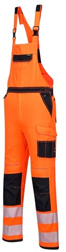 Portwest PW344 Overall Polyester-Baumwolle Ausziehbare Beinlänge Warnschutz | Orange/Schwarz, L, UPF 50+, EN 14404, EN ISO 20471 Klasse 2, Dreifache Kappnähte, Schmutzabweisend Strapazierfähig