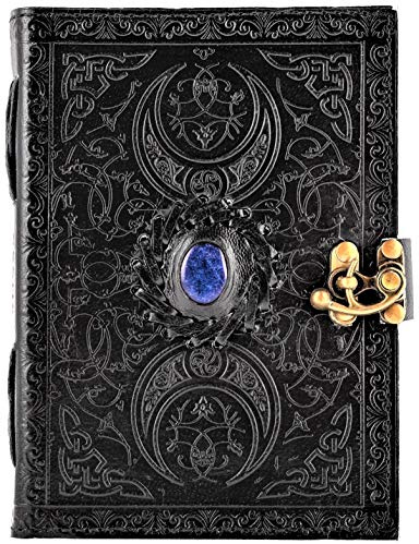 URBAN LEATHER Carnet en cuir vintage pour lui et elle, Livre des Ombres, Tigre, Pierre, 3 lunes, Celtique, Cadeau, Journal de voyage, Carnet de dessin, Pages non lignées, Format B6