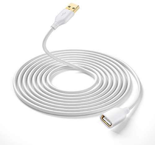 Besgoods USB Extension Cable, 16ft/5m USB 2.0 Type A Male to A Female Extension Cord USB Cable Extender with Gold-Plated Connectors for Hard Drive,WiFi,Keyboard,Mouse,Printer,LED Lights-White