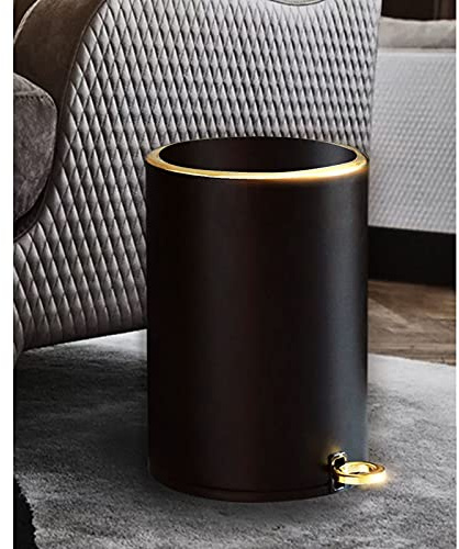 8l - Badezimmer MüLleimer Gold Kosmetikeimer Edelstahl,mit Softclose Eleganter Eimer FüRs Bad Abfalleimer Treteimer Stille Landung füR Bad, KüChe und BüRo,Schwarz(Color:Black gold,Size:8L)