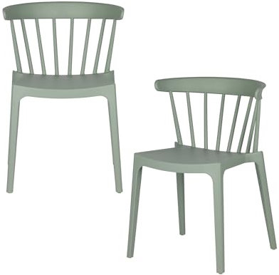 WOOOD Bliss Outdoor Stapelstühle 2er Set, Stapelbares Gartenstuhl Bistrostuhl aus Kunststoff Barstuhl Stapelstuhl Terrassenmöbel Gartenmöbel - Jade Grün