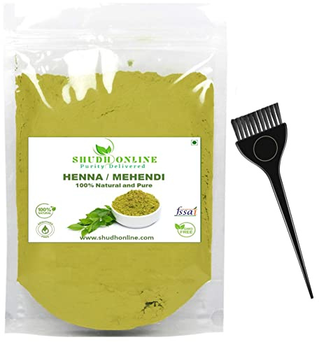 Shudh Online Pure Henna Powder for Hair Color Dye & Skin - Natural Triple Sifted Rajasthani Mehndi Hena (3.5oz 100g) Tinte Natural Gena Para el Cabello (Lawsonia Inermis) | Red, Light & Brown hennah