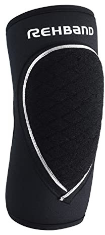 Rehband Ellenbogenschoner Schwarz, Neopren Ellenbogenschutz Handball & Volleyball, Unisex, Farbe:Schwarz, Größe:XL