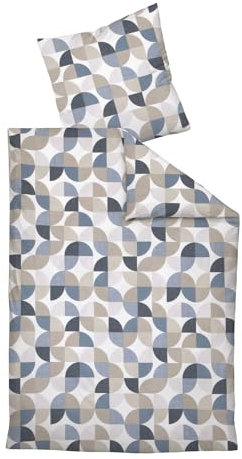 Janine Feinbiber-Bettwäsche Davos 155x220 + 80x80 cm Marine-Silber-Sand