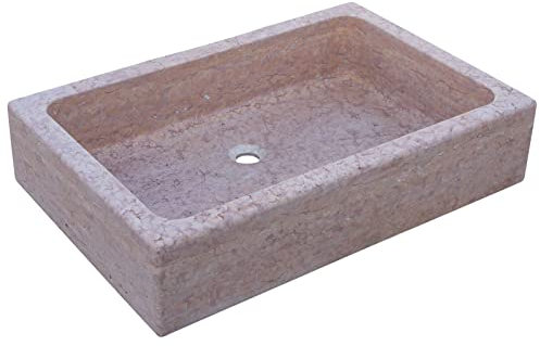 Biscottini Lavandino in marmo 90x60x20 cm | Lavandino da esterno e interno | Lavabo da appoggio pietra | Lavandino cucina